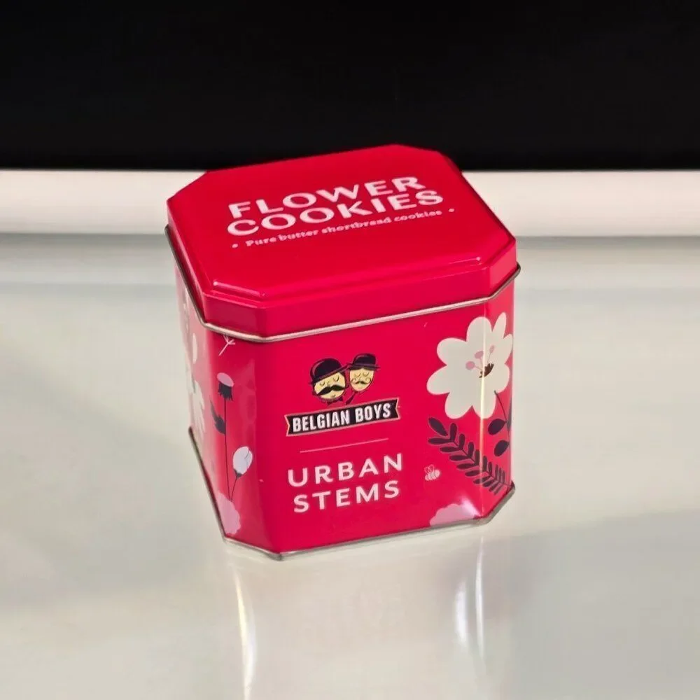 Belgian Boys Empty Tin Flower Cookies Box
